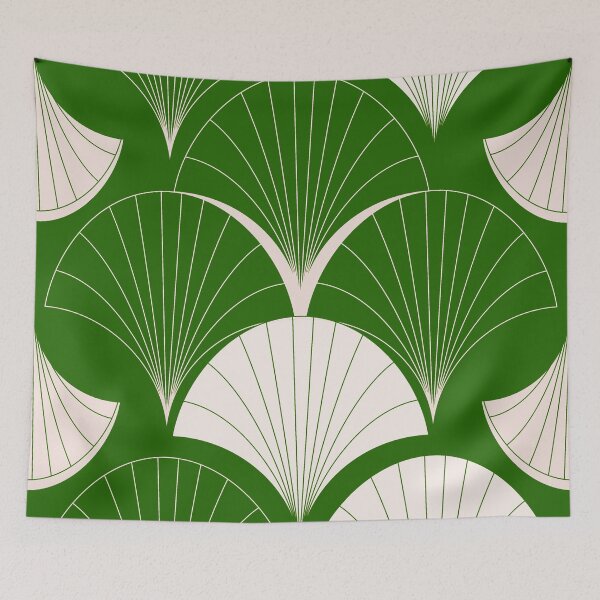 Item preview, Asian Art Deco Jade-Green Colors Fan Pattern  designed and sold by DEC02.
