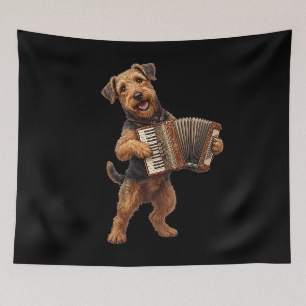 Item preview, Airedale Terrier Playing Accordion Player Accordionist Dog Lover designed and sold by DoodleTortle.