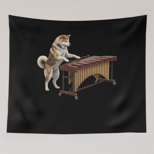 Item preview, Akita Playing Marimba Player Marimbist Dog Lover designed and sold by TerryConnells.