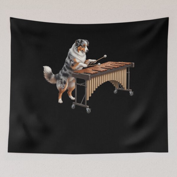 Item preview, Australian Shepherd Playing Marimba Player Marimbist Dog Lover designed and sold by TerryConnells.