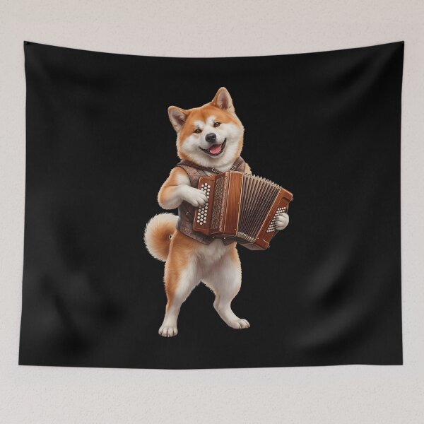 Item preview, Akita Playing Accordion Player Accordionist Dog Lover designed and sold by DoodleTortle.