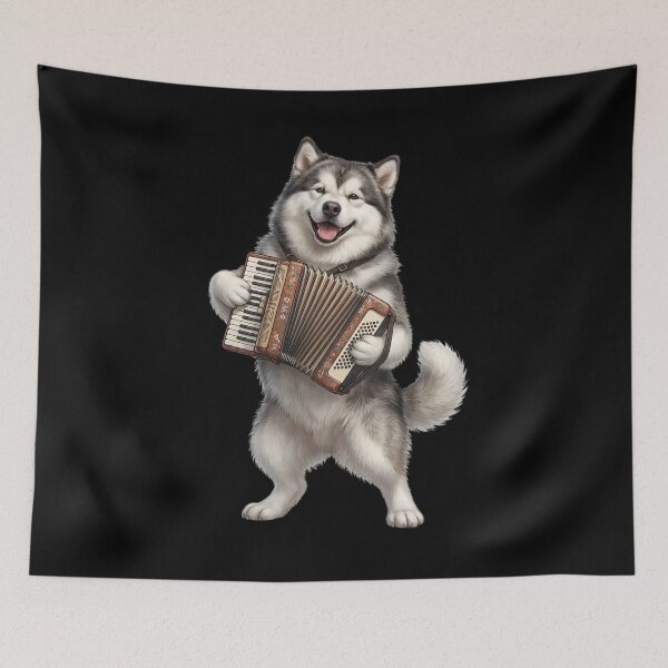 Item preview, Alaskan Malamute Playing Accordion Player Accordionist Dog Lover designed and sold by DoodleTortle.