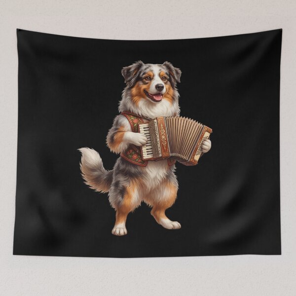 Item preview, Australian Shepherd Playing Accordion Player Accordionist Dog Lover designed and sold by DoodleTortle.