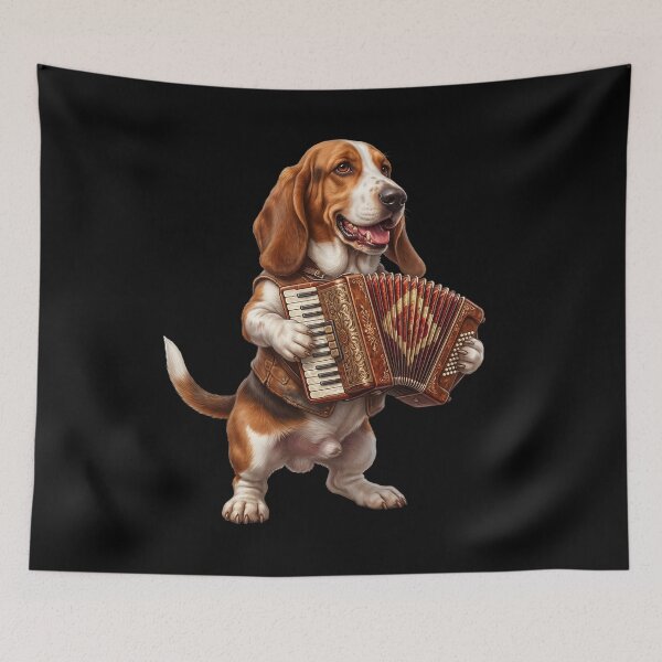 Item preview, Basset Hound Playing Accordion Player Accordionist Dog Lover designed and sold by DoodleTortle.