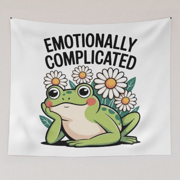 Item preview, Emotionally Complicated – Cute Frog Floral Graphic Tee designed and sold by NewUSShop.