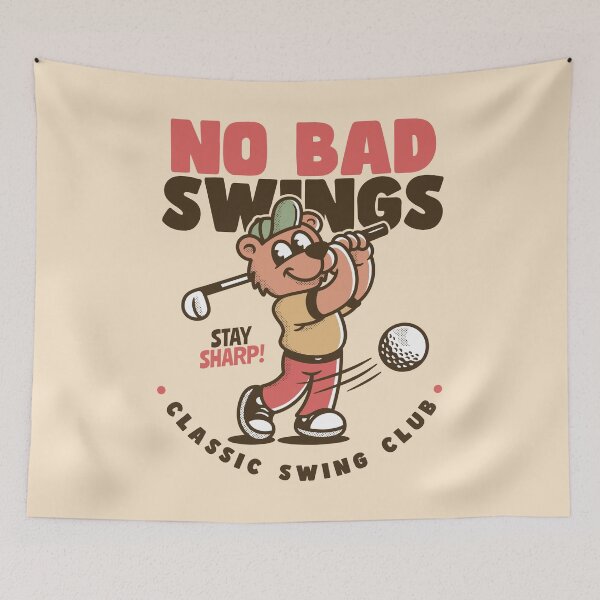 Item preview, No Bad Swings Golf Bear Cartoon – Funny Classic Swing Club Design designed and sold by adipra.