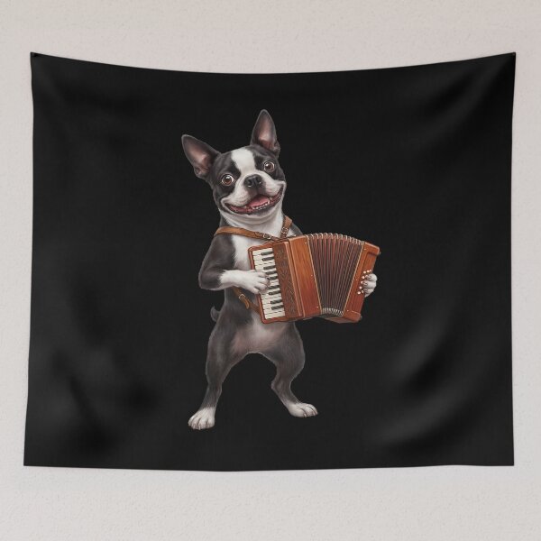 Item preview, Boston Terrier Playing Accordion Player Accordionist Dog Lover designed and sold by DoodleTortle.