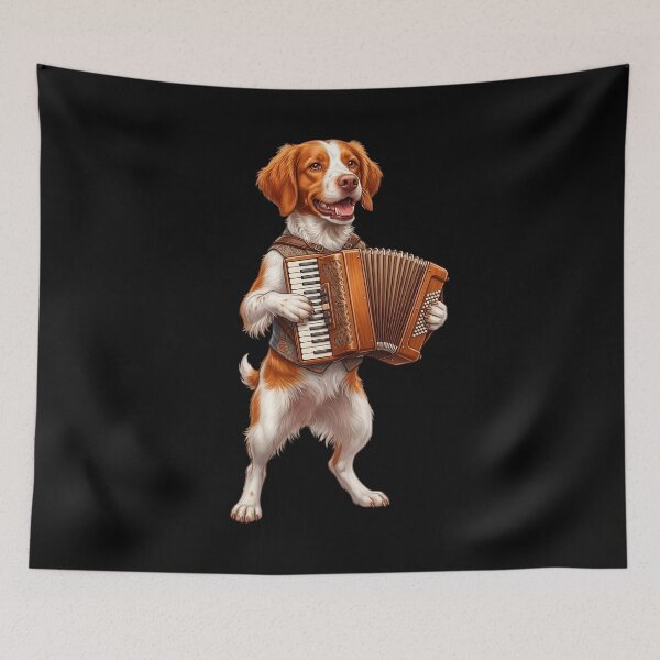 Item preview, Brittany Playing Accordion Player Accordionist Dog Lover designed and sold by DoodleTortle.