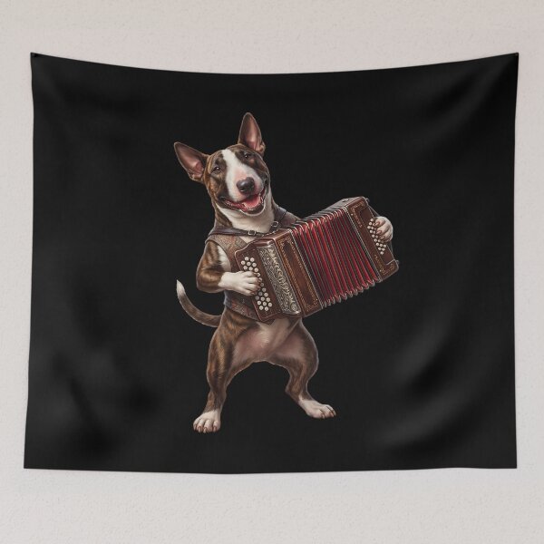 Item preview, Bull Terrier Playing Accordion Player Accordionist Dog Lover designed and sold by DoodleTortle.
