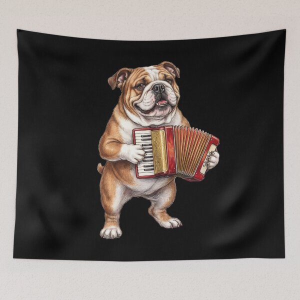 Item preview, Bulldog Playing Accordion Player Accordionist Dog Lover designed and sold by DoodleTortle.