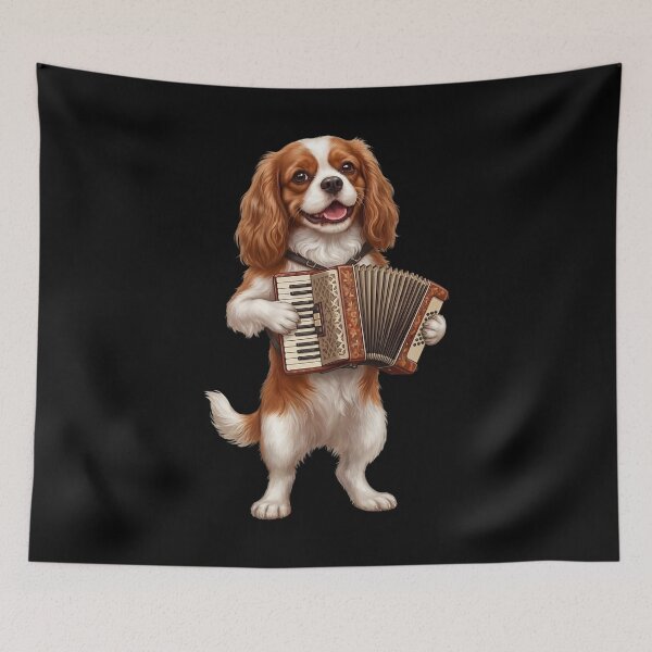 Item preview, Cavalier King Charles Spaniel Playing Accordion Player Accordionist Dog Lover designed and sold by DoodleTortle.