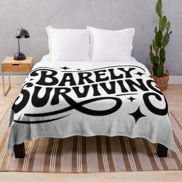 Item preview, Barely Surviving – Retro Script Humor Graphic Tee designed and sold by NewUSShop.