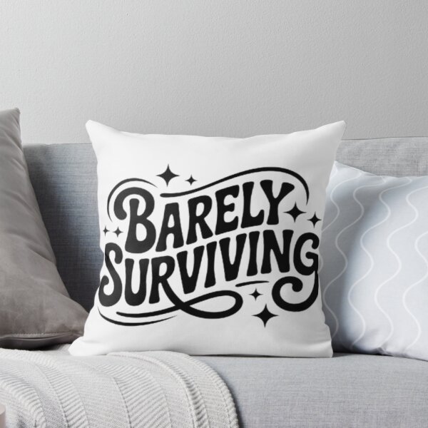 Item preview, Barely Surviving – Retro Script Humor Graphic Tee designed and sold by NewUSShop.