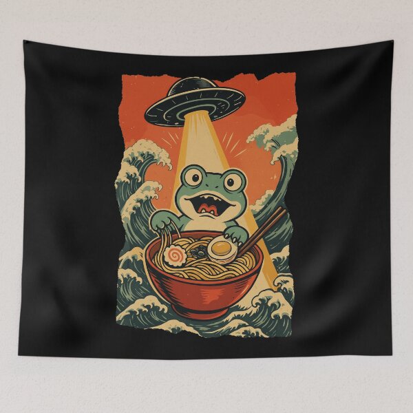 Item preview, Frog Ramen UFO Funny Weird Cartoon  designed and sold by JEFDodsonArt.