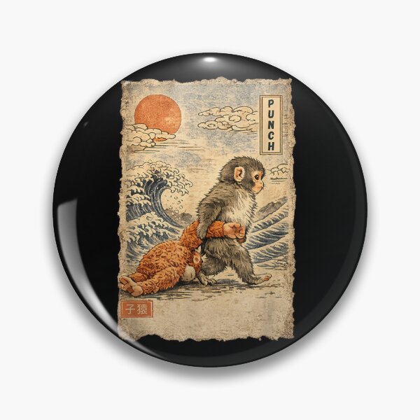 Item preview, Kawaii Baby Monkey Punch Cute Japanese Macaque Ukiyo-e Art designed and sold by koffmannohe.