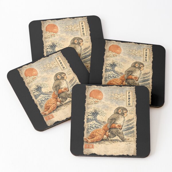 Item preview, Kawaii Baby Monkey Punch Cute Japanese Macaque Ukiyo-e Art designed and sold by koffmannohe.