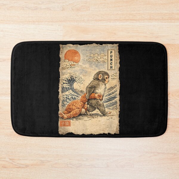 Item preview, Kawaii Baby Monkey Punch Cute Japanese Macaque Ukiyo-e Art designed and sold by koffmannohe.