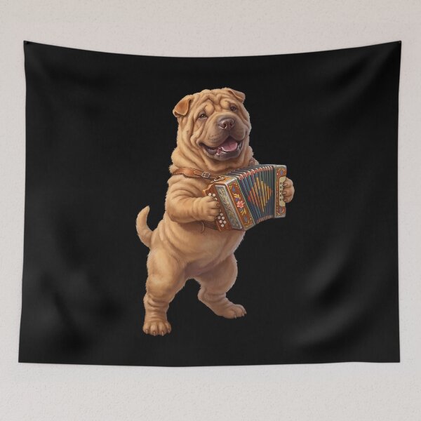 Item preview, Chinese Shar-Pei Playing Accordion Player Accordionist Dog Lover designed and sold by DoodleTortle.