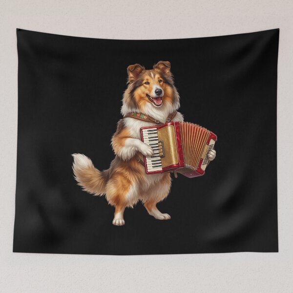 Item preview, Collie Playing Accordion Player Accordionist Dog Lover designed and sold by DoodleTortle.