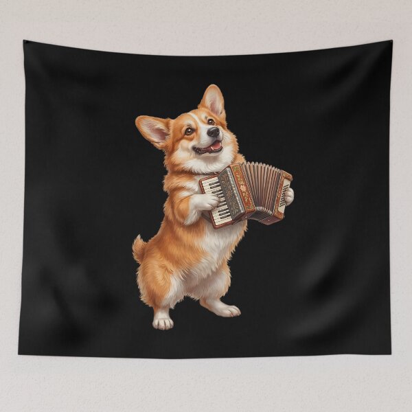 Item preview, Corgi Playing Accordion Player Accordionist Dog Lover designed and sold by DoodleTortle.