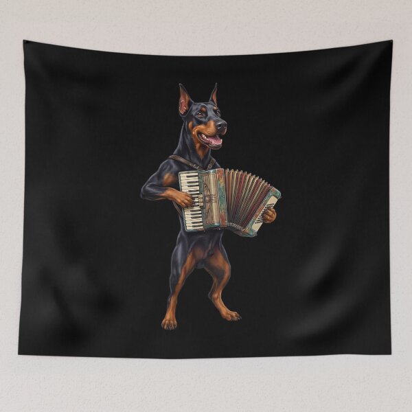 Item preview, Doberman Pinscher Playing Accordion Player Accordionist Dog Lover designed and sold by DoodleTortle.