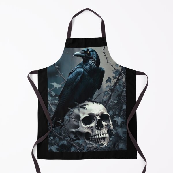Item preview, Raven on Ancient Skull - Gothic Horror and Dark Academia Art designed and sold by MakarenaCreate.
