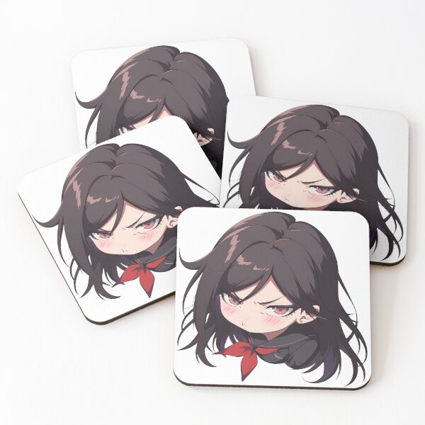 Item preview, Toko Fukawa Danganronpa Chibi Angry Pout Dark Hair designed and sold by 108Recordings.