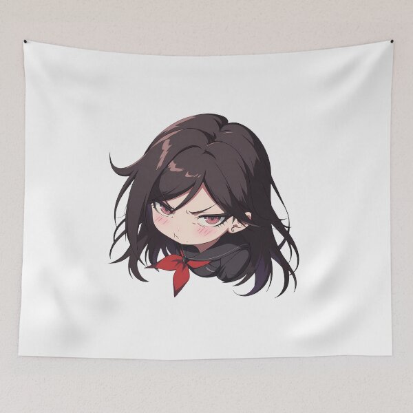 Item preview, Toko Fukawa Danganronpa Chibi Angry Pout Dark Hair designed and sold by 108Recordings.