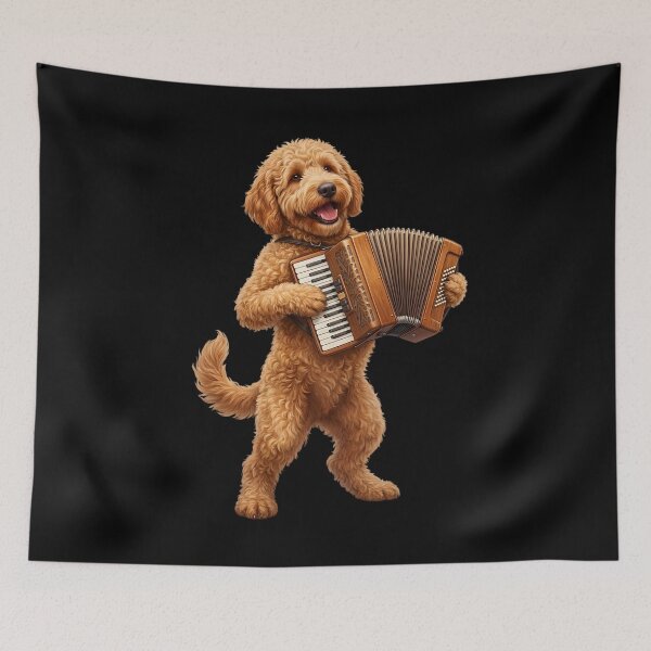 Item preview, Goldendoodle Playing Accordion Player Accordionist Dog Lover designed and sold by DoodleTortle.