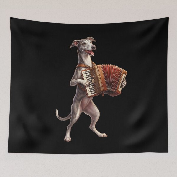 Item preview, Greyhound Playing Accordion Player Accordionist Dog Lover designed and sold by DoodleTortle.