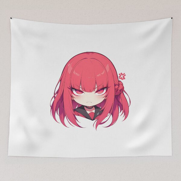 Item preview, Maki Harukawa Danganronpa V3 Chibi Angry Red Hair Glare designed and sold by 108Recordings.