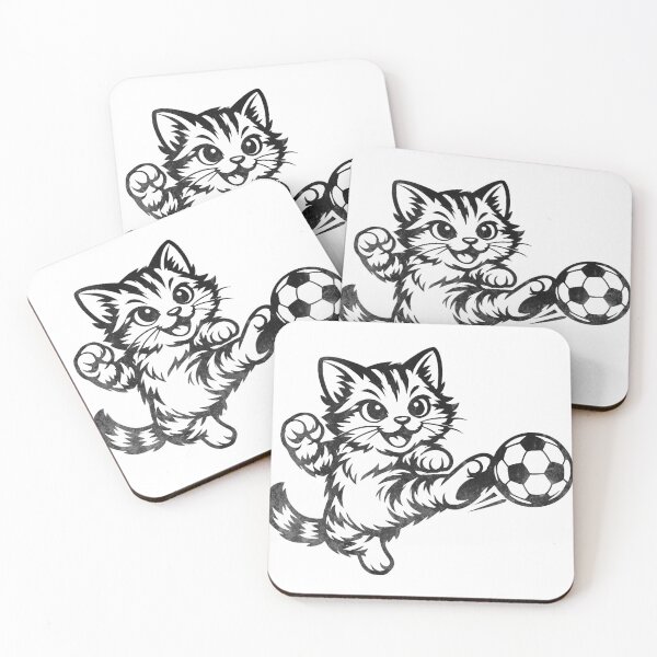 Item preview, Funny Soccer Cat Kicking Ball Minimalist Line Art Cat Playing Football designed and sold by BernoNickel.