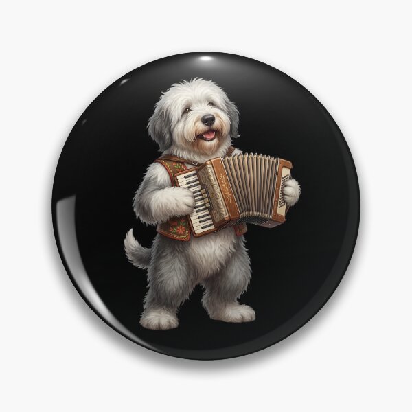 Item preview, Old English Sheepdog Playing Accordion Player Accordionist Dog Lover designed and sold by DoodleTortle.