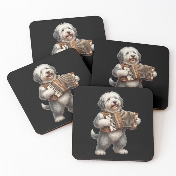 Item preview, Old English Sheepdog Playing Accordion Player Accordionist Dog Lover designed and sold by DoodleTortle.