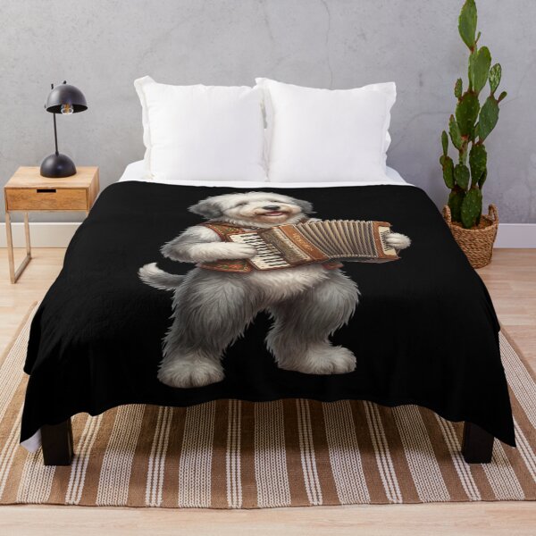 Item preview, Old English Sheepdog Playing Accordion Player Accordionist Dog Lover designed and sold by DoodleTortle.