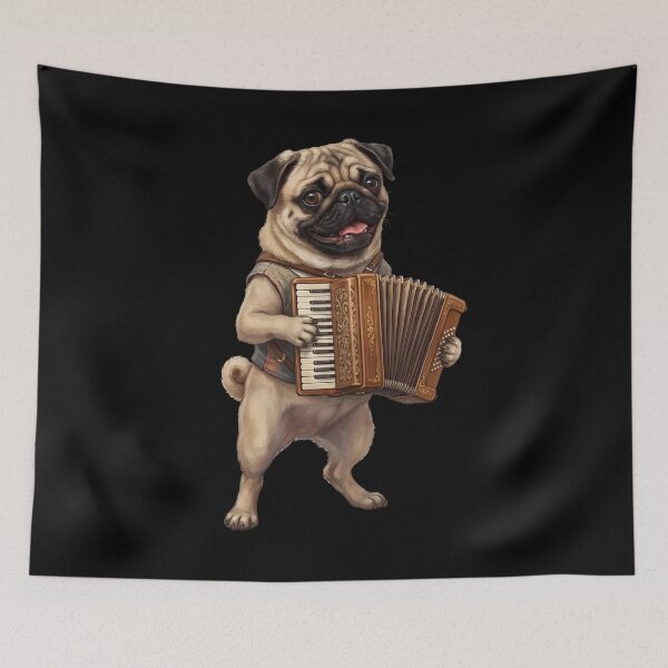 Item preview, Pug Playing Accordion Player Accordionist Dog Lover designed and sold by DoodleTortle.
