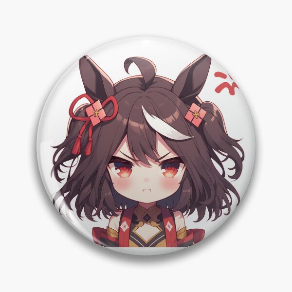 Item preview, Kitasan Black Uma Musume Pretty Derby Red Eyes Chibi Scowl designed and sold by 108Recordings.