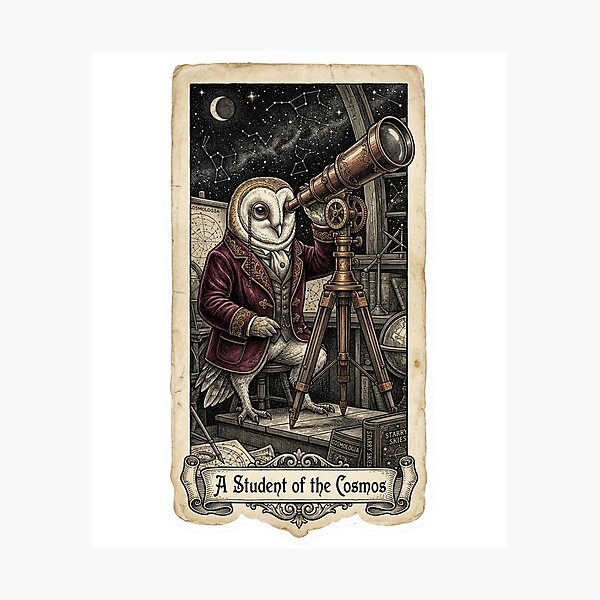 Item preview, Victorian Barn Owl Astronomer - Vintage Scientific Etching designed and sold by HiruK.