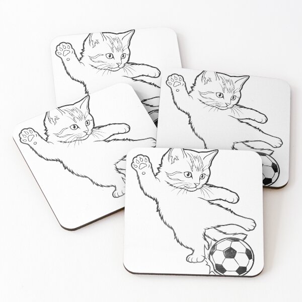 Item preview, Funny Soccer Cat Kicking Minimalist Line Art Cat Playing Football designed and sold by BernoNickel.