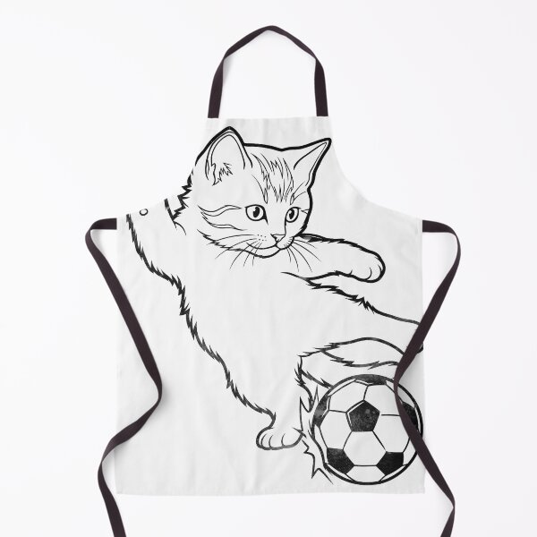 Item preview, Funny Soccer Cat Kicking Minimalist Line Art Cat Playing Football designed and sold by BernoNickel.