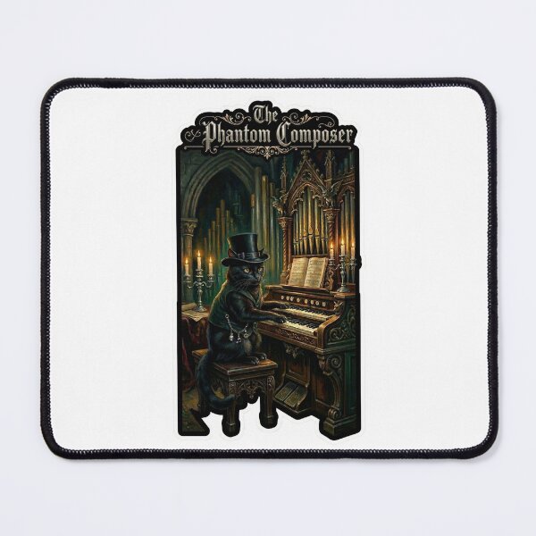 Item preview, Gothic Victorian Black Cat Musician - Antique Oil Portrait designed and sold by HiruK.