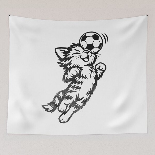Item preview, Soccer Cat Heading Ball Minimalist Cat Football Line Art Design designed and sold by BernoNickel.