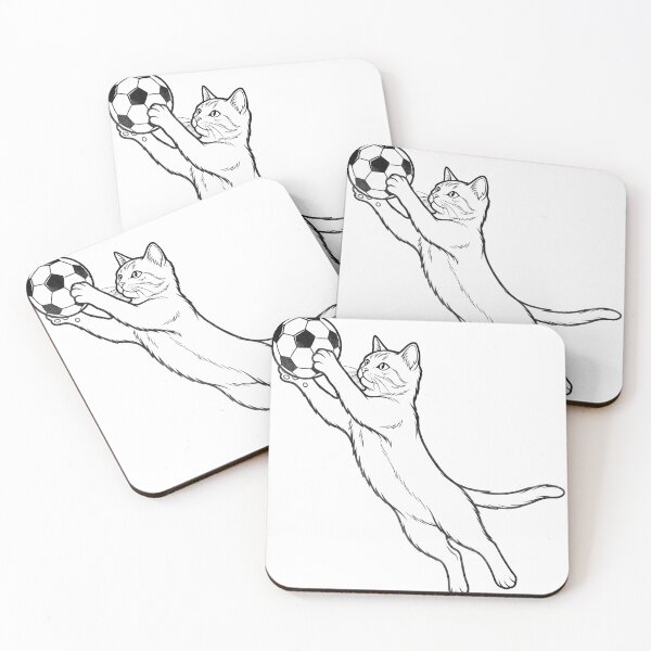 Item preview, Goalkeeper Cat Funny Soccer Cat Diving Save Minimalist Line Art designed and sold by BernoNickel.