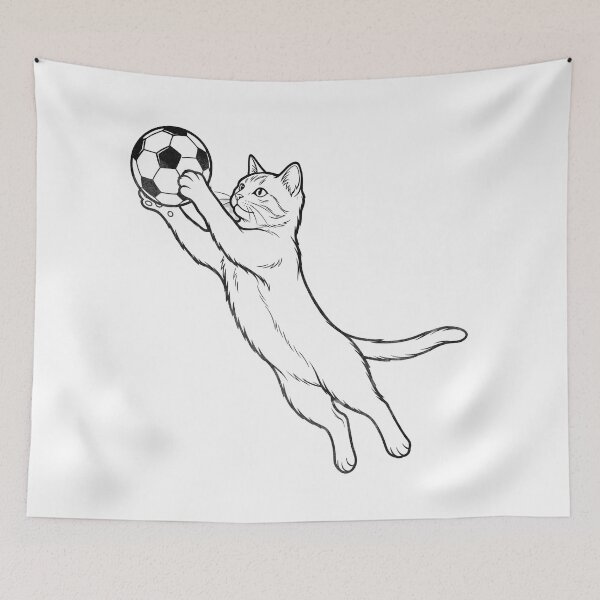 Item preview, Goalkeeper Cat Funny Soccer Cat Diving Save Minimalist Line Art designed and sold by BernoNickel.
