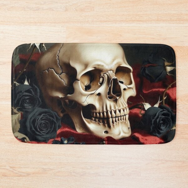 Item preview, Victorian Gothic Skull and Black Roses - Memento Mori Art designed and sold by MakarenaCreate.