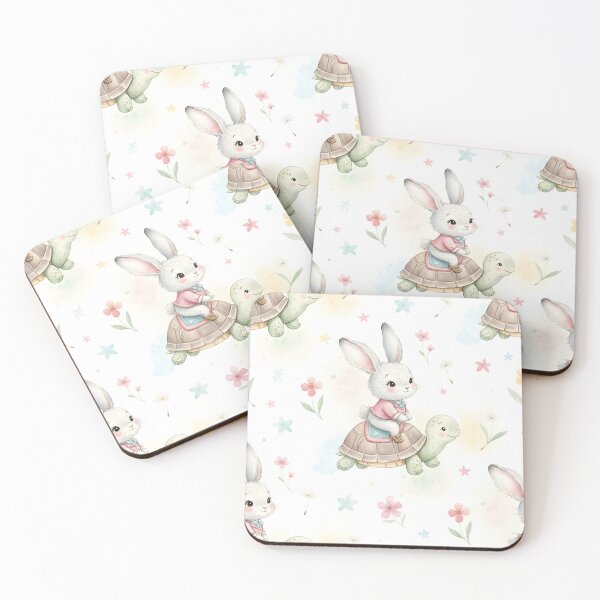 Item preview, Cute Bunny Riding Turtle Seamless Pattern designed and sold by naragon4289.