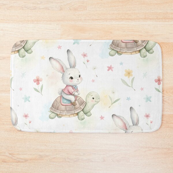 Item preview, Cute Bunny Riding Turtle Seamless Pattern designed and sold by naragon4289.