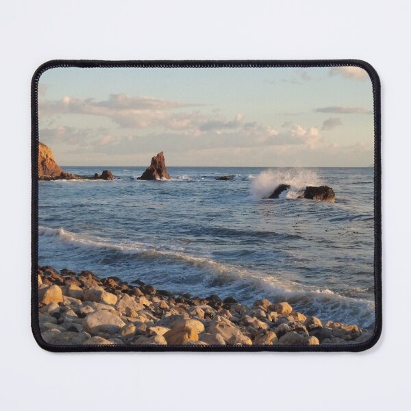 Item preview, Golden Hour Waves Crashing on Rocky Ocean Shore designed and sold by TheHikersEye.