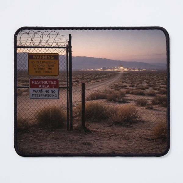 Item preview, Restricted Area Desert Fence | Secret Military Base Road | Cinematic Warning Sign Wall Ar designed and sold by Element Horizon Studio.
