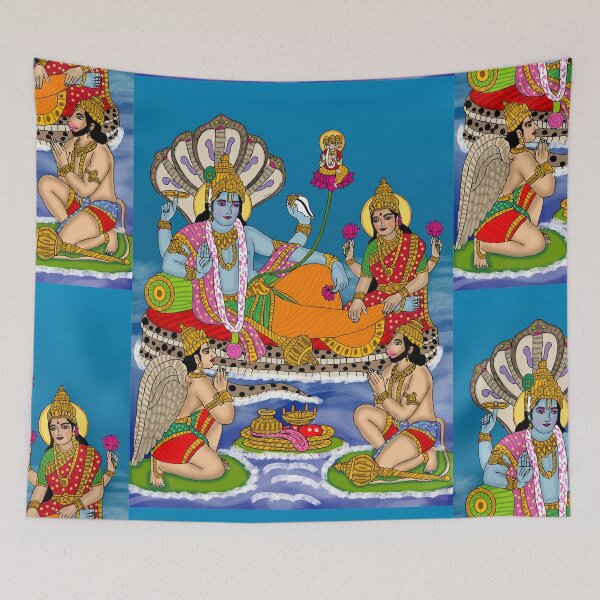 Item preview, Lord Lakshmi Narayan Art – Divine Vishnu Lakshmi Illustration designed and sold by Harshit_Digital_Arts.